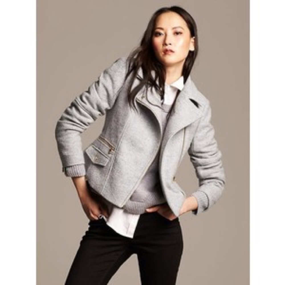 Grey Wool Moto Jacket